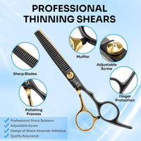 JeWR Hairdressing Scissors, 15 Pcs Thinning Scissor Kit, Professional Hairdressing Scissors Kit with Protective Case, Extra Sharp and Precise for Hair and Beard for Hairdresser/Hairdresser/Beard