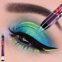 LYNTYAOU Peacock Green Pearl Shimmer Eyeshadow Stick, Blue Color Cream Eye Shadow, Metallic Glitter Eyeshadows, Pearlescent Highlight Pencil Crayon Brightener Pen, Smooth High Pigmented Eyeliner