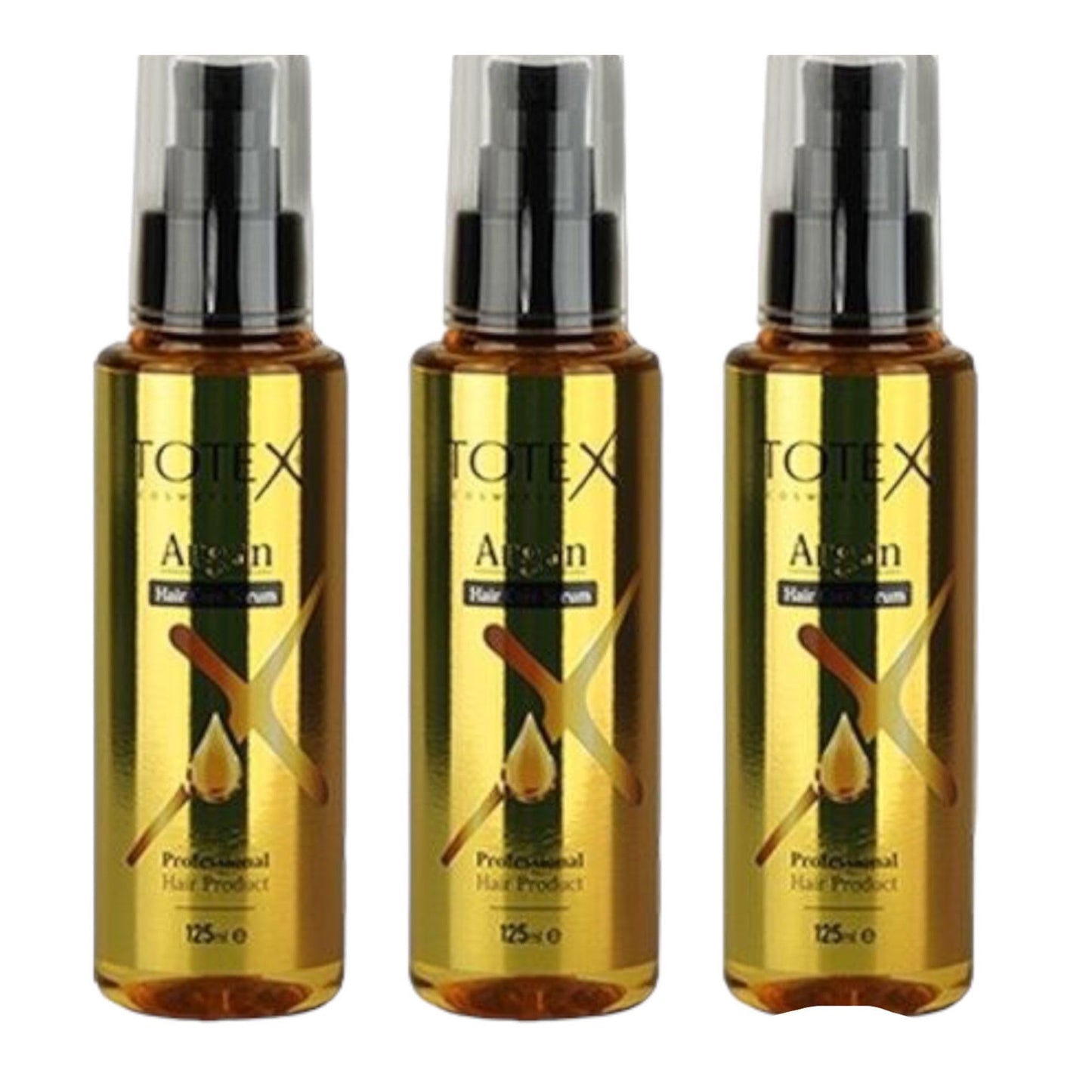 Totex Hair Argan Serum Oil 3x125ml | Hair Repair & Growth Treatment | Anti Frizz & Split Ends Control | Heat Protectant Smoothing Oil | Deep Hydration & Shine for Dry Damaged Hair