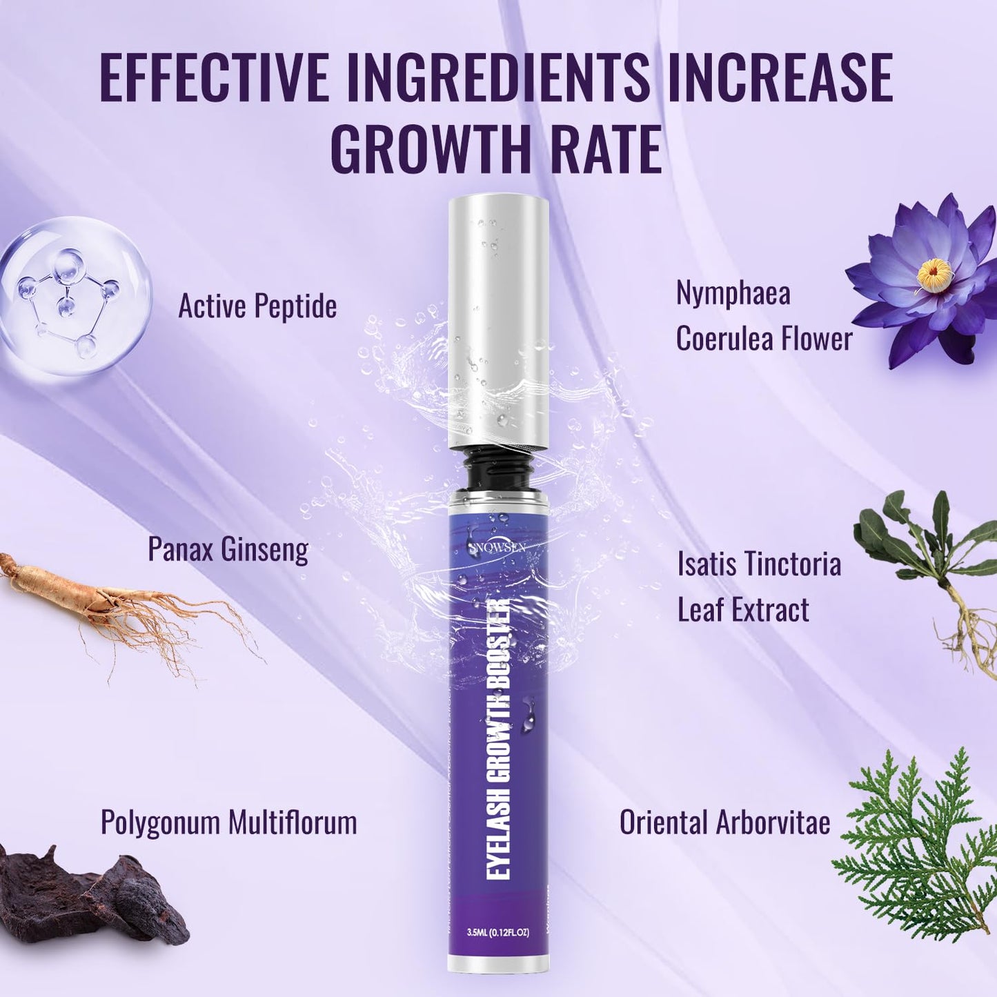 SNOWSEN Eyelash Serum, Enhancing Lash & Brow Serum, Vegan & Cruelty-Free,Natural Peptides & Biotin for Long,Thick Lashes and Eyebrows, Lash Serum with Brow Enhancer, Irritation Free Formula, 2x3.5 ml