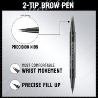 Vawolecy Microblading Eyebrow Pen, Brow Pencil 2-in-1 Dual-Ended Eyebrow Pencil with Micro-Fork-Tip Applicator and Precise Brush-Tip Create Hair Like Brows, Last All-Day