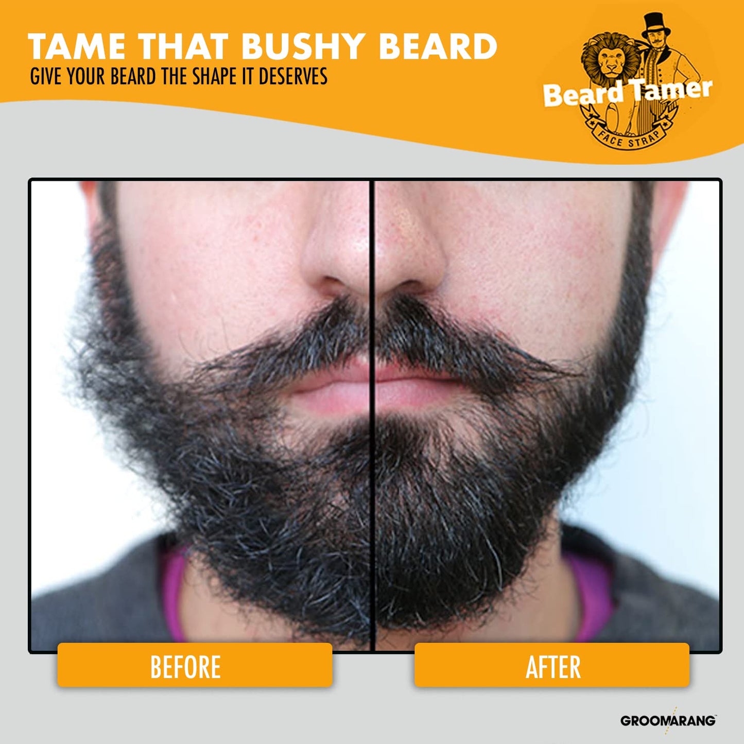 groomarang Beard Tamer Strap GROOMARANG Beard Shaper Face Strap - Prevent Bushy, Tangled, Itchy Beards and Keep Beard Oil Locked in - Black