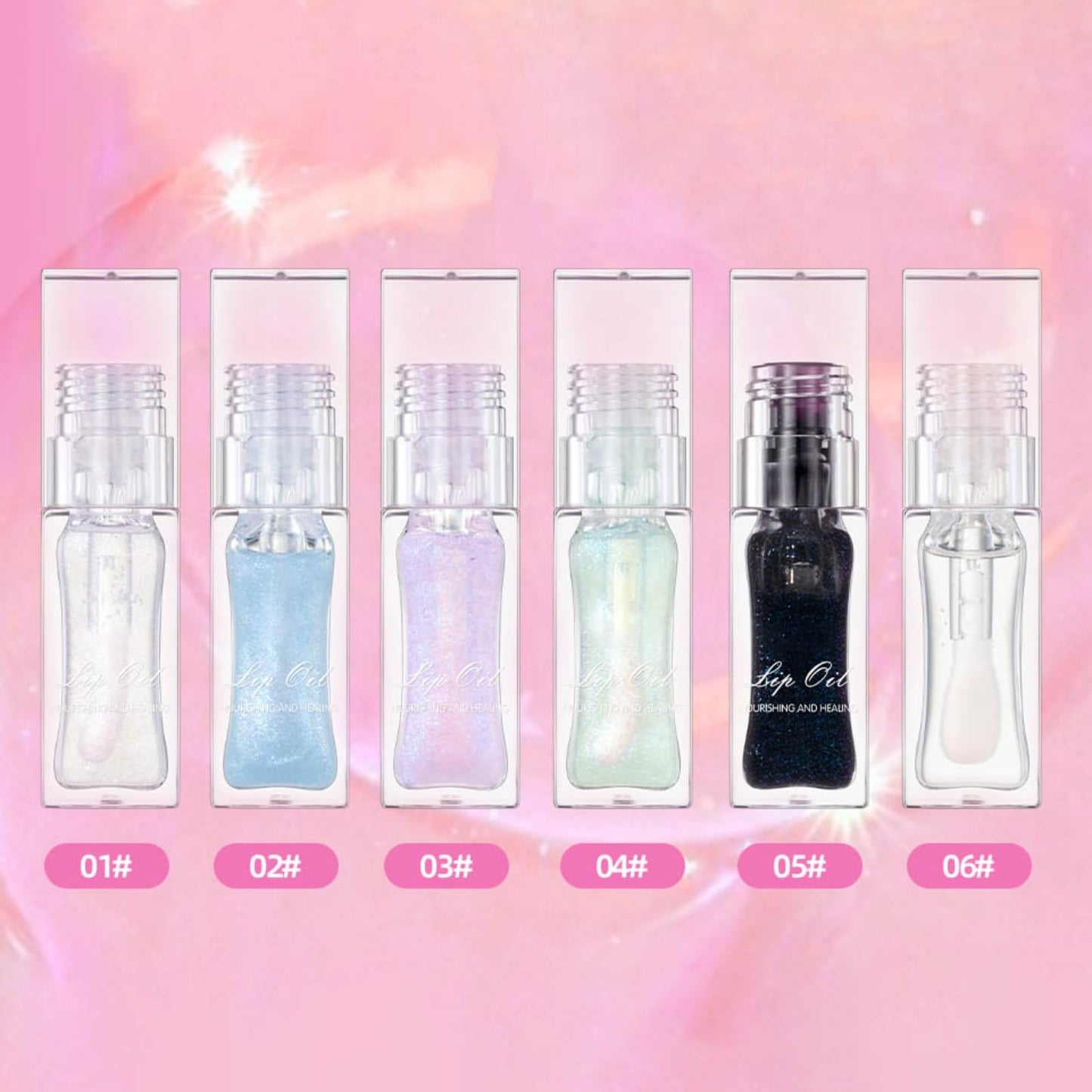 Allbestaye Color Changing Lip Oil, Warm Temperature Color Changing Moisturizing Lip Gloss Lip Oil Moisturizing Lip Oil, Rich Gloss Long Lasting Moisture, Big Brush Color Changing Lip Oil