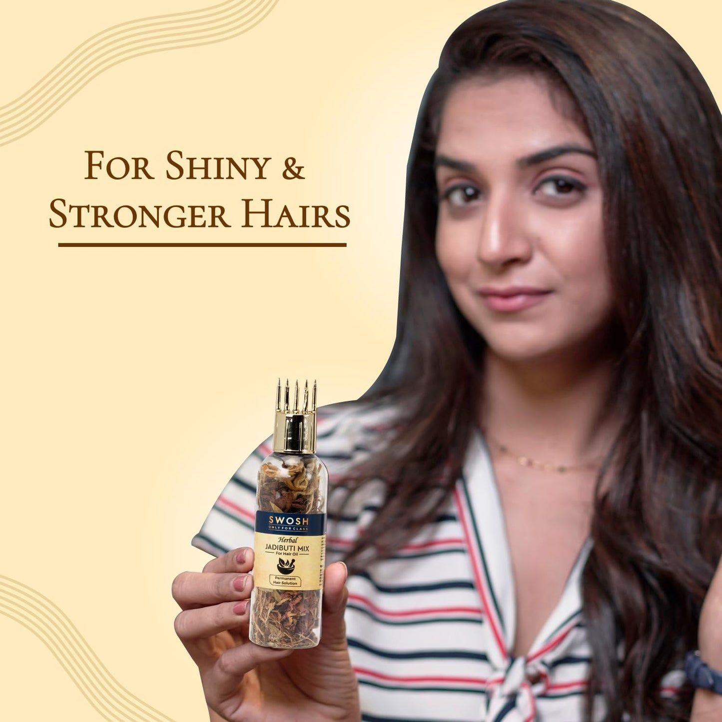 SWOSH Ayurvedic Herbs and Herbal Dry Jadibutti Mixture For Hair Oil Infusion 10 gram(0.35 oz) Bottle With Comb Applicator