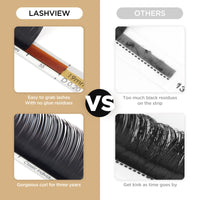 LASHVIEW Eyelash Extensions,Individual Lashes,0.20 Thickness D+ Curl 8-15mm,Premium Single &Classic Lashes,Mink and Natural Semi Permanent Eyelashes,Soft Application-Friendly