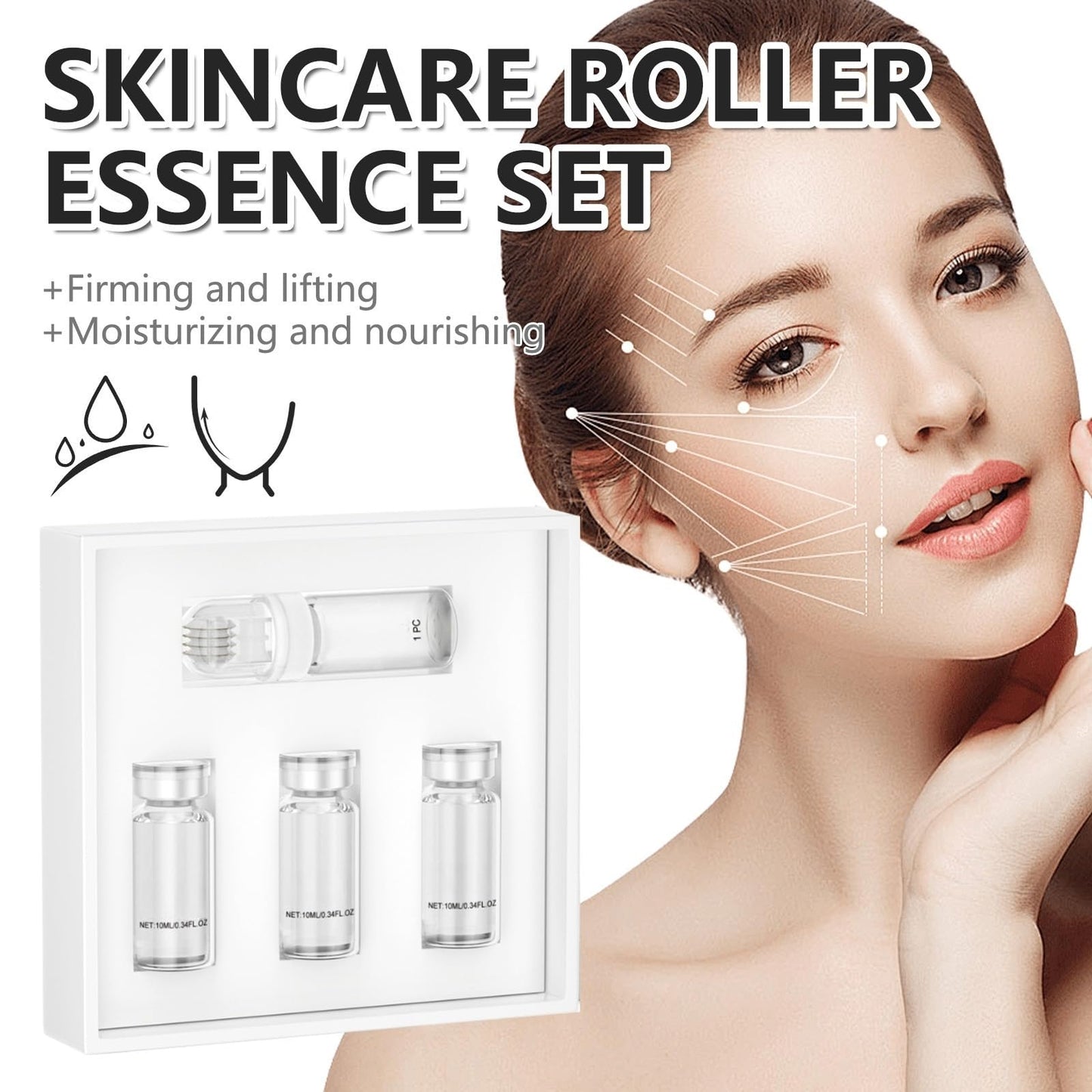 Mubuni 3 PCS Micro Infusion Facial Serum Set,Hyaluronic Acid Microneedling Serum,Beauty Anting-Aging Serum Set,Anting Wrinkle Beauty Micro Infusion Kit,Face Serum Kit,Roller Micro Infusion Anting-Aging Set