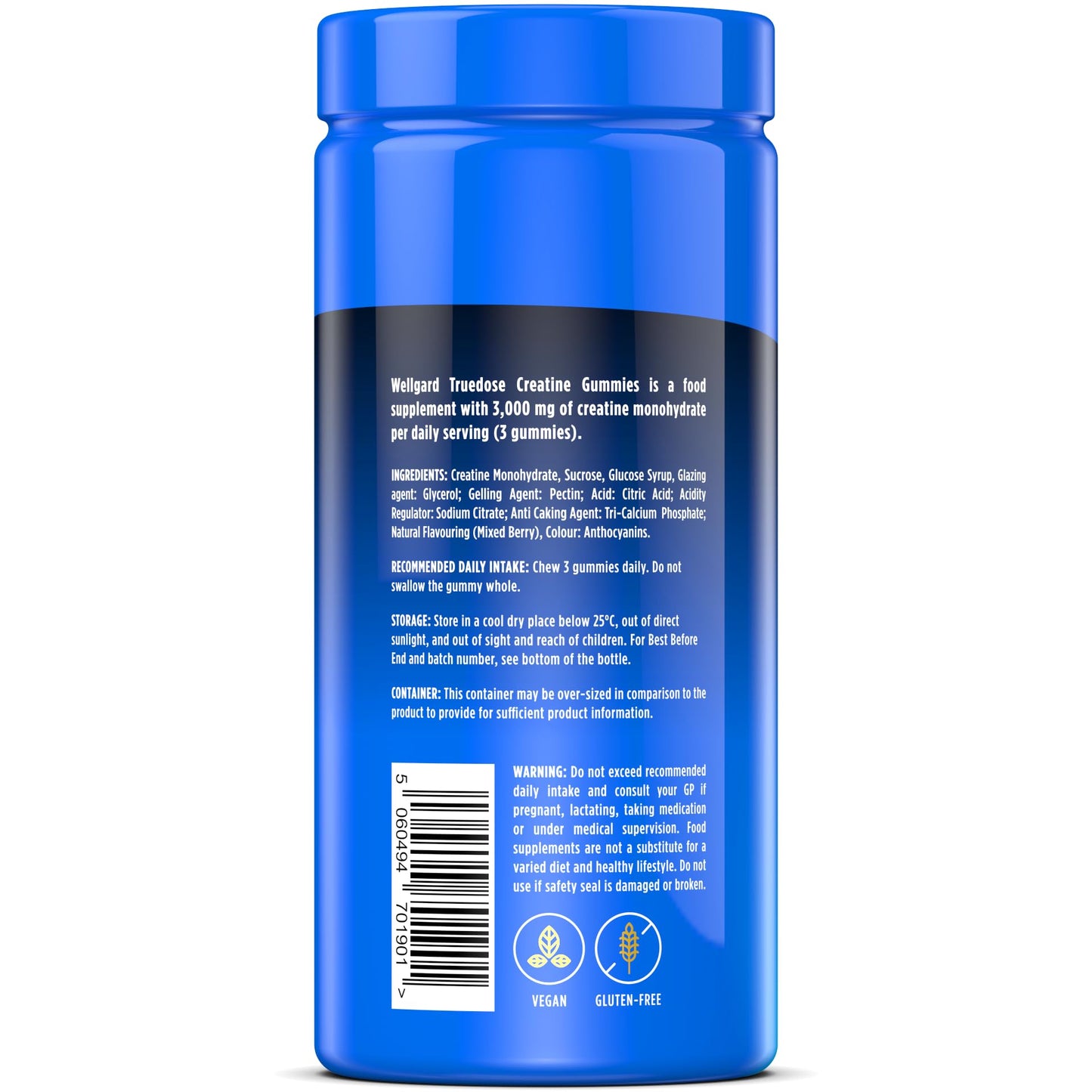 Wellgard Truedose Creatine Gummies - Vegan, 3000mg Creatine Monohydrate, Increases Physical Performance, 90 Gummies