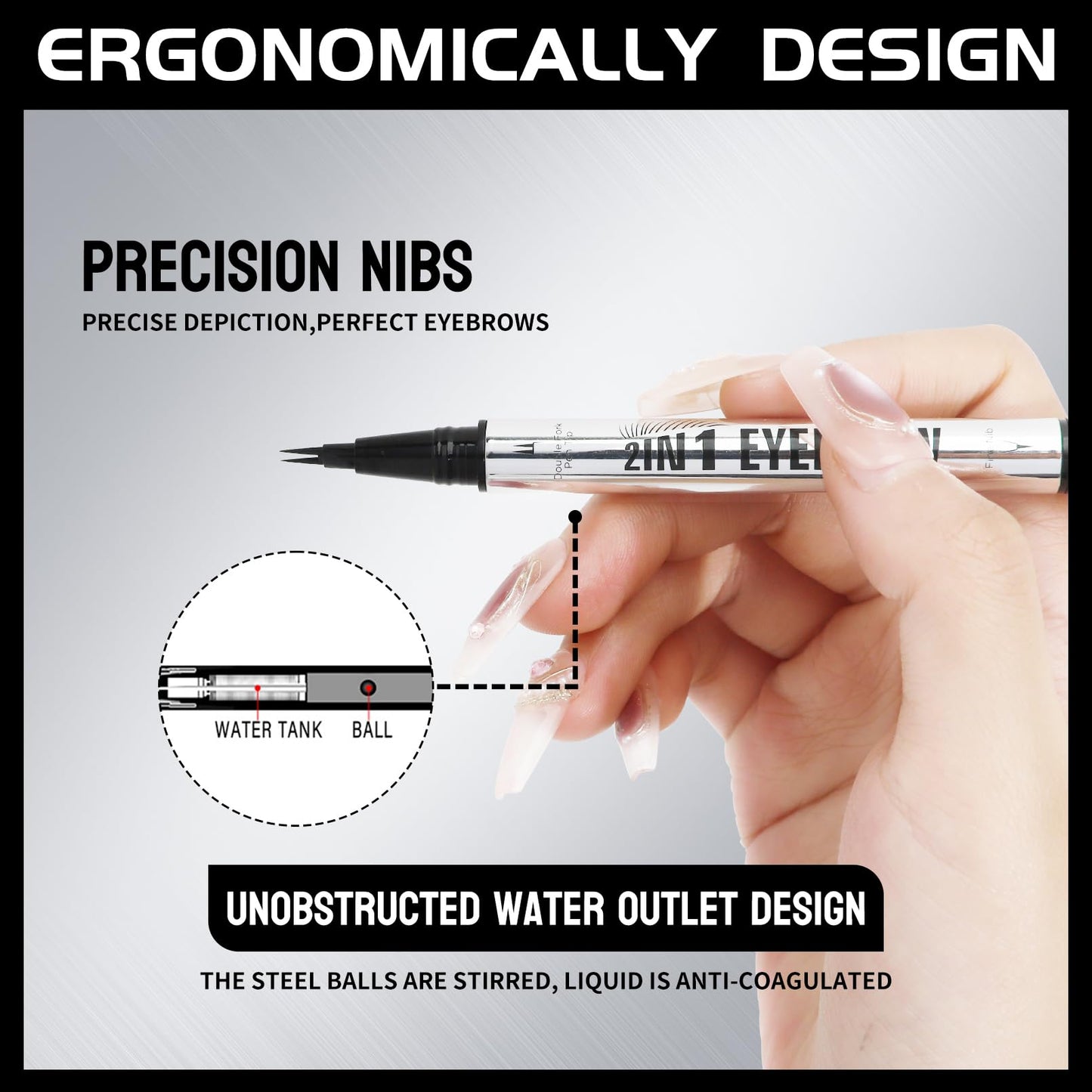 Oruagmel Eyebrow Pencil, Microblading Eyebrow Pen, 2-In-1 Dual-Ended Eye Brow Pencil with 2 Fork Tip & Precise Brush, Create Natural Hair-Like Brows, Waterproof, Last All Day, Shaping, Defined (Dark Brown)