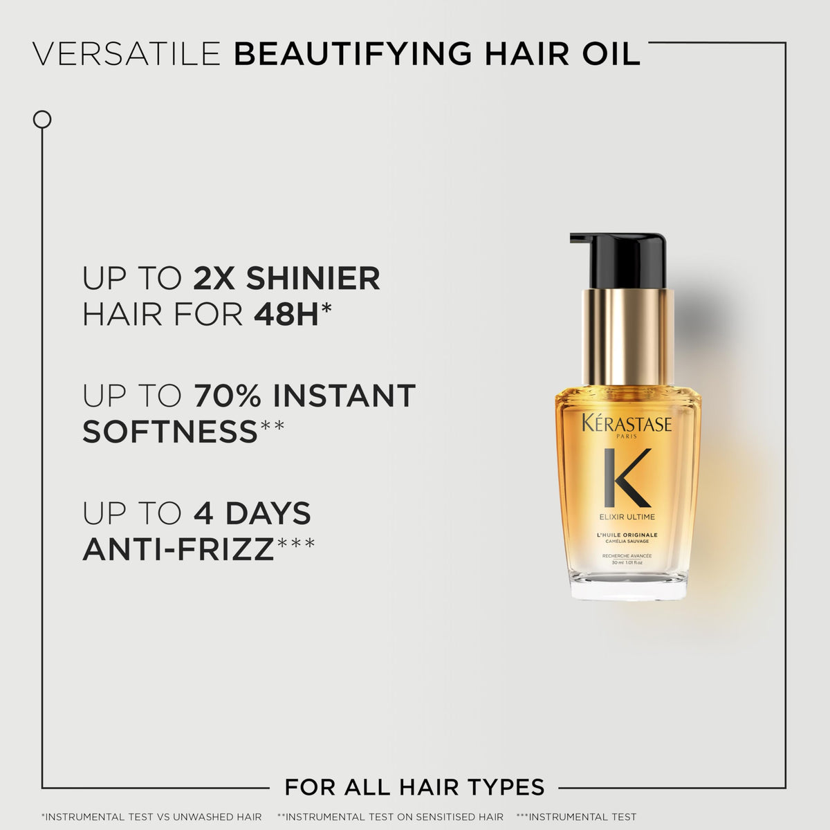 KÉRASTASE Kérastase Elixir Ultime Hair Oil, Nourishes Dull Hair, For All Hair Types, Strengthens and Protects Hair From Heat, With Argan and Camellia Oil, L'Huile Originale, 30ml