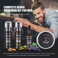 comozon Beard Grooming Kit for Men, 12 in 1 Beard Kit Men Gifts with Beard Roller, Beard Set with Beard Oil, Beard Shampoo, Beard Conditioner, Beard Brush, Beard Balm, Beard Comb, Scissors, Gifts for Him