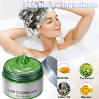 Pakivs Green Hair Colour Wax,Temporary Hair Dye,Instant Hairstyle Cream Dye,Disposable Coloring Mud Natural Matte Hairstyle for Party,Cosplay,Masquerade,Nightclub,Halloween