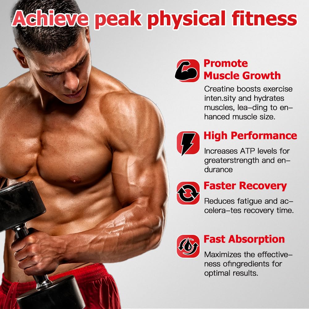 KauYard Creatine Monohydrate 5000mg Gummies - Sugar Free Muscle Support Supplement with Electrolytes & Vitamin D3 | Strawberry Flavour Chewable Creatine for Athletes & Fitness