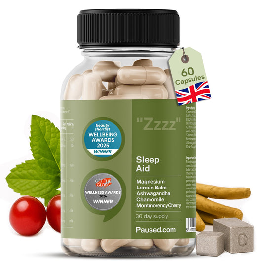 Paused Sleep Aid Supplement - 60 Capsules | 1 Month Supply Sleep Support with Magnesium, Chamomile & Ashwagandha for Natural, Fast & Quality Sleep | Vegan & Gluten-Free | UK
