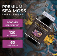 Fraction One Irish SEA Moss Gummies | 120 Gummies | HIGH Strength | 6000MG | Advanced Complex | Irish SEA Moss | Burdock Root | BLADDERWRACK | Potassium Iodine |Sugar Free | 60 Servings | 2 Months Supply | Vegan