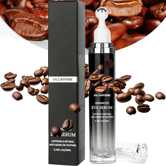 Caffeine Eye Serum - Caffeine Solution 5% Eye Cream, Under Eye Brightener, Eye Cream for Dark Circles and Puffiness with 360° Massage Ball, Fade Fine Lines Wrinkles, Retinol Anti-Ageing De-Puffing