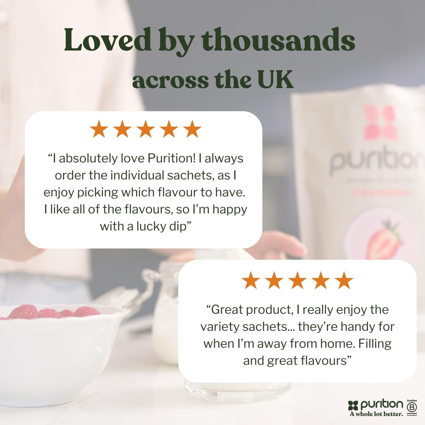 Purition Unflavoured – High Protein Wholefood Shake | 500g Natural Meal Replacement with Whey Protein | Unsweetened, No Flavouring | Keto Diet, Weight Loss & Healthy Breakfasts | 12 Servings
