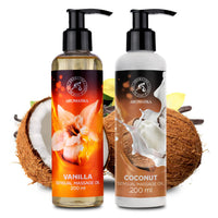 AROMATIKA trust the power of nature Sensual Massage Oil Vanilla & Coconut 2x200ml - Edible & Kissable Massage Oil - Blend of Almond and Grapeseed Oils - Coconut oil - Massage Body Oil - Relaxing Massage Oil - Aromatherapy Massage Oil