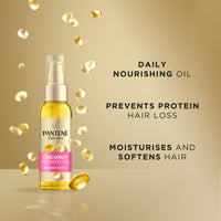 Pantene Pro-V Defined Curls Coconut Infused Hair Oil 100ml for Frizzy, Unruly Curls. Daily Leave in Nourishing Oil. Deeply Moisturises, Softens Hair and Prevents Protein Loss