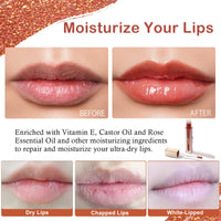 Oulac Light Orange Lip Gloss High-shine Moisturizing Lip Gloss Oil Liquid Lipstick Non-stick Cup Glitter lipstick Lip Tint Reduce Fine Lines Lip Glaze For Dry Lip C02