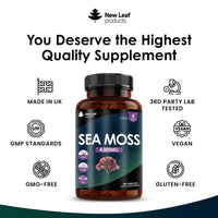 Sea Moss Tablets Extract High Strength 4000mg - Sea Moss Supplement 365 Tablets (not sea Moss Capsule) High Potency - UK Made - Vegan - Non GMO