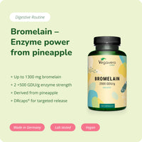 Vegavero Bromelain 650 mg | High Strength - 2500 GDU/g | Gastro-Resistant DrCaps | NO Additives, Lab-Tested | Pure Pineapple Enzyme | 120 Capsules | Vegan