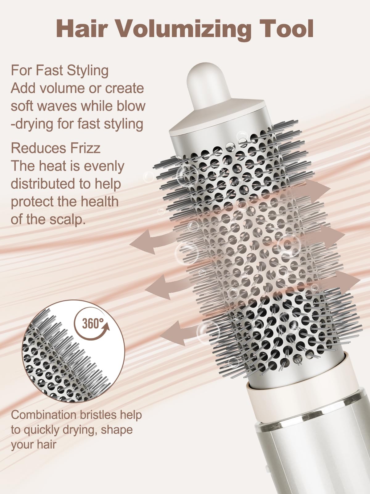 YTCHYYSK Round Volumizing Brush Attachment Compatible With Shark FlexStyle Blow Dryers Accessories, Oval Round Brush for Straight, Wavy, Curly, and Coily Hair