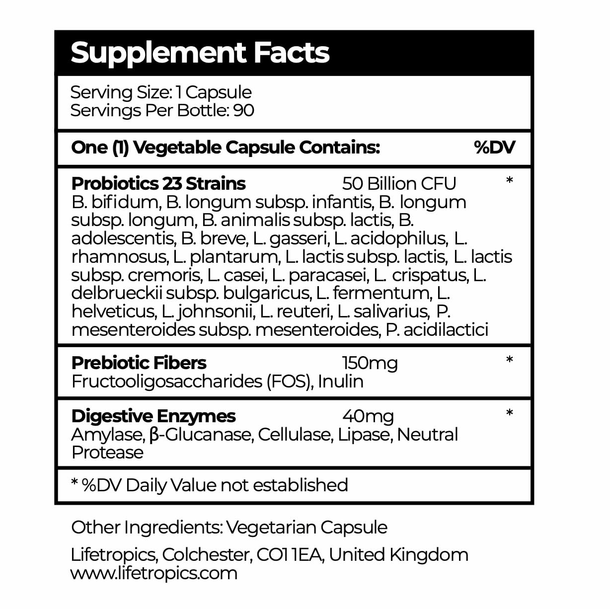 Lifetropics Good Gut | Prebiotics, Probiotics and Digestive Enzymes for Digestion and Complete Gut Repair | 90 Vegetable Capsules | 3 Months Supply