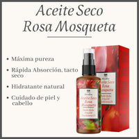 QKnatur Rosehip Dry Oil 100ml: Intense Nourishment, Fast Absorption, Anti-Stretch Marks for Skin and Hair, Antioxidant, Anti-Aging, Natural, and Vegan