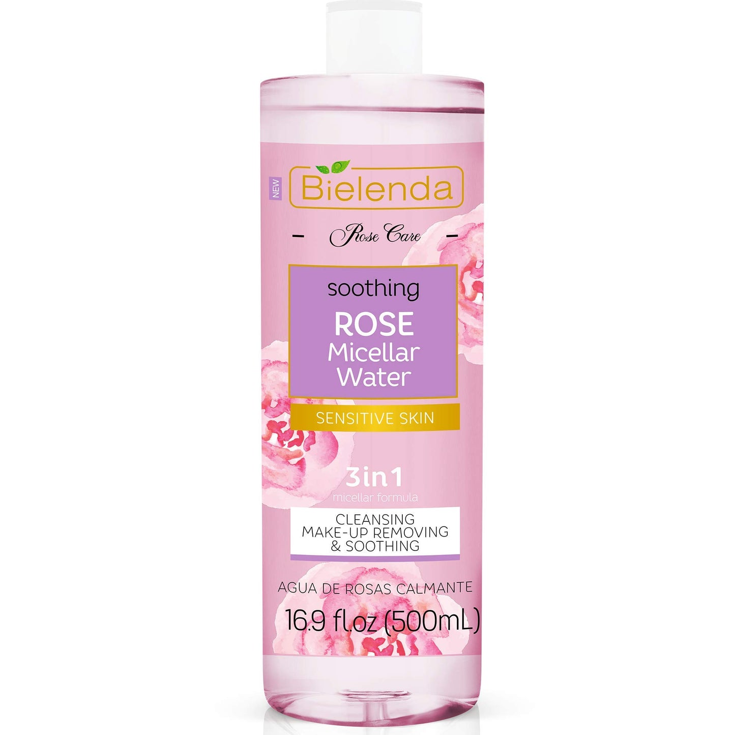 Bielenda Rose Care - Gently But Effectively Cleanses And Refreshes The Skin, Instantly Removes Make Up - Tones, Soothes, Provides Skin Softness And Comfort - Rose Care Micelar Water - 500 ml