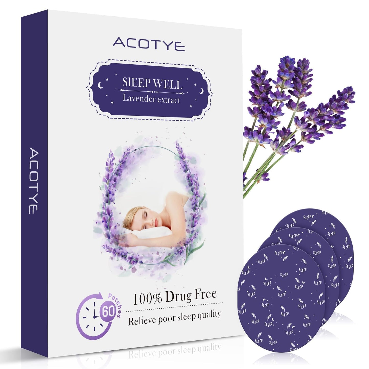 Acotye ACOTYE Sleep Patches 60pcs with Lavender, and Chamomile, Extra Strength, Overnight Application