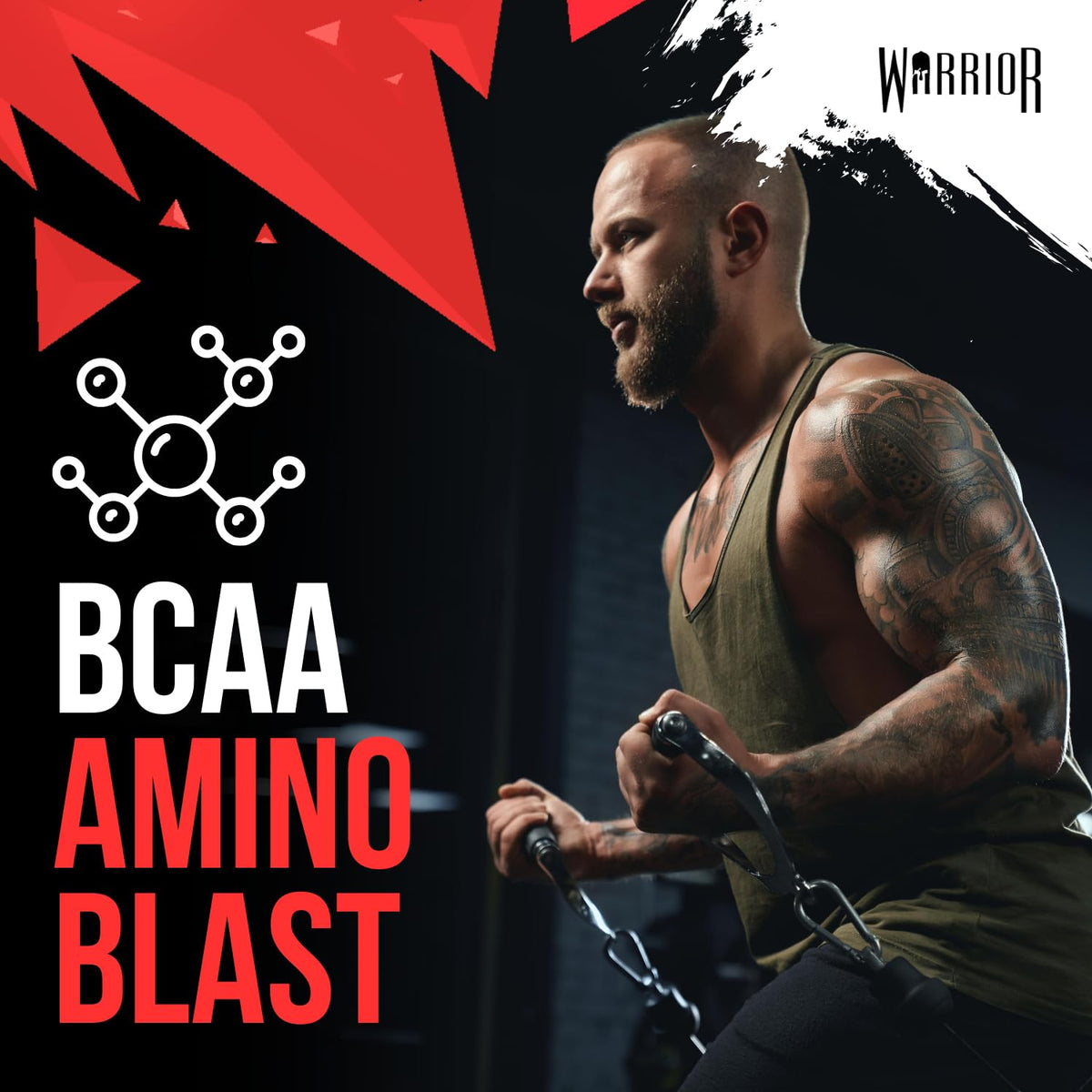 Warrior Amino Blast BCAA Powder 270g – Fruit Salad Flavour, BCAA Supplement for Muscle Recovery, Energy, Endurance, Hydration, Pre & Post Workout Nutrition - Strawberry Kiwi