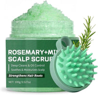 XUZIE Scalp Scrub Rosemary Oil Hair Scrub for Dry Scalp 100g, Mint Scalp Exfoliator for Deep Cleansing and Hair Care, Promote Hair Growth, Hair Scalp Treatment Nourishing with Scalp Massager
