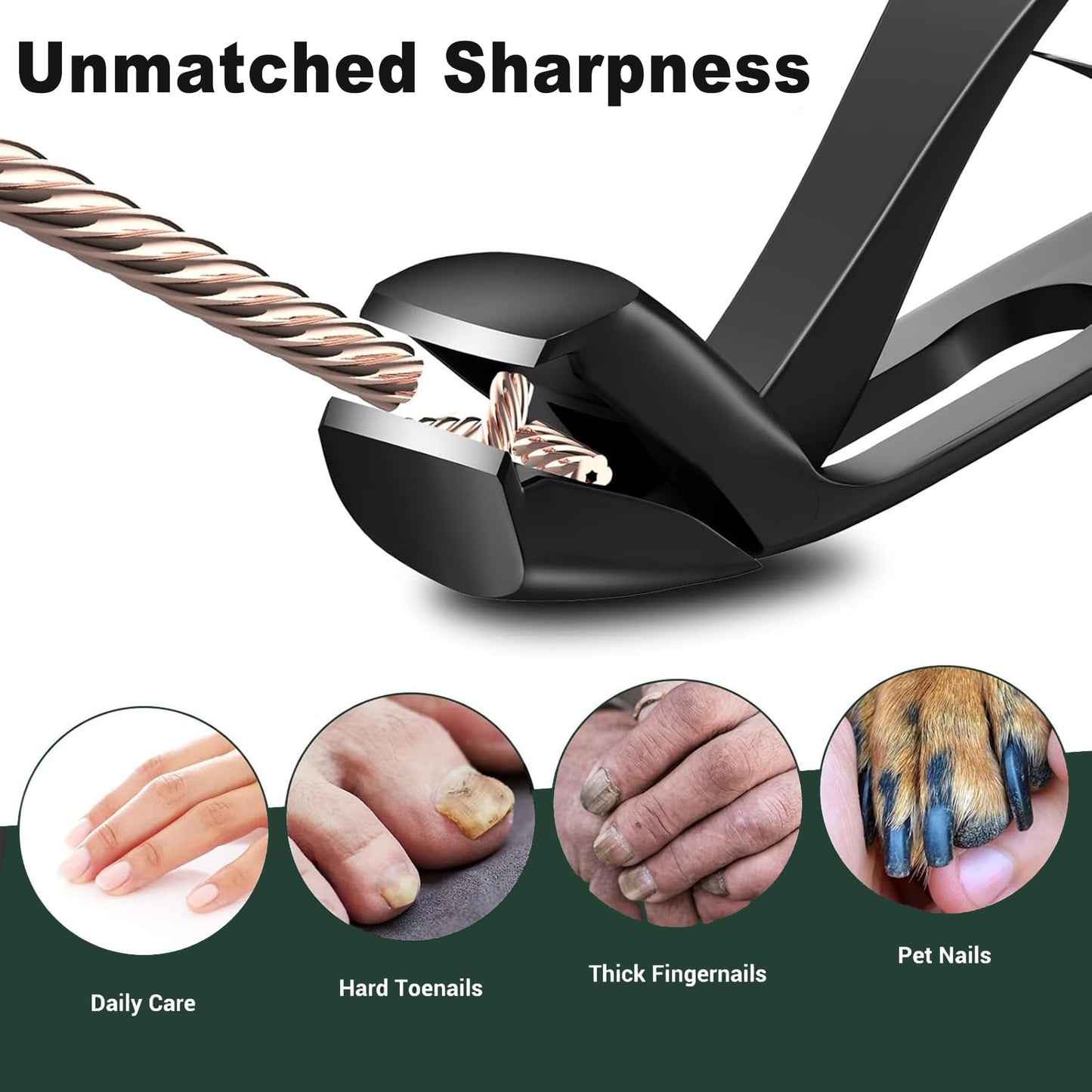 yenlk Angled Head Nail Clippers for Thick Nails, Ergonomic Toenail Clipper, Premium Steel Nail Cutter Trimmer with Catcher for Seniors/Pregnant Women, Less Bending More Comfort