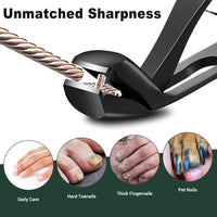 yenlk Angled Head Nail Clippers for Thick Nails, Ergonomic Toenail Clipper, Premium Steel Nail Cutter Trimmer with Catcher for Seniors/Pregnant Women, Less Bending More Comfort