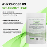 Bodygenix Spearmint Leaf Capsules - 500mg Hormonal Balance Digestive Health Fatigue & Stress Relief Support Antioxidant Formula Natural Food Supplement - 60 Capsules 2 Month Supply