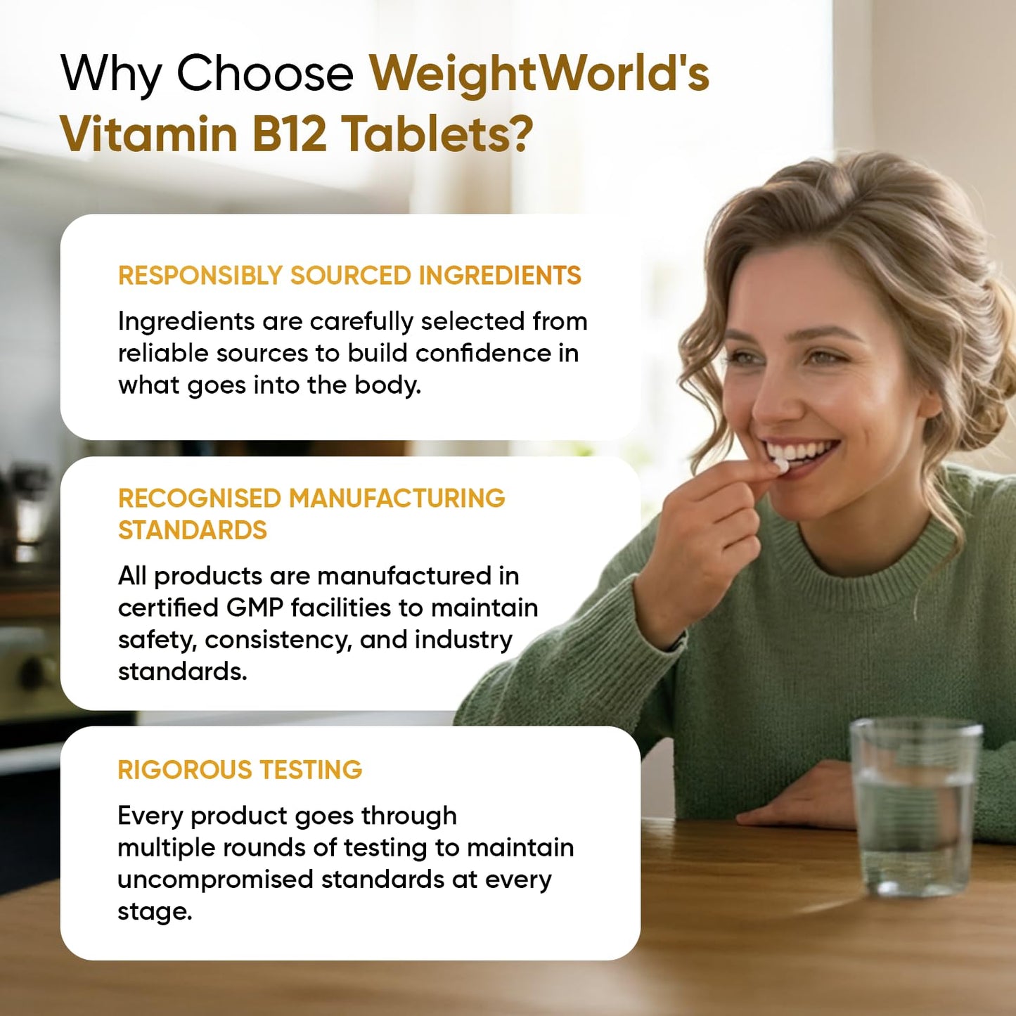 WeightWorld Vitamin B12 Tablets - 450 Tablets (1+ Year Supply) - 1 Per Day - 1000mcg - 6mm in Size - Easy to Swallow - Methylcobalamin Form - Vegan Vitamin B12 Supplement for Men & Women - Made in the UK