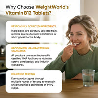 WeightWorld Vitamin B12 Tablets - 450 Tablets (1+ Year Supply) - 1 Per Day - 1000mcg - 6mm in Size - Easy to Swallow - Methylcobalamin Form - Vegan Vitamin B12 Supplement for Men & Women - Made in the UK