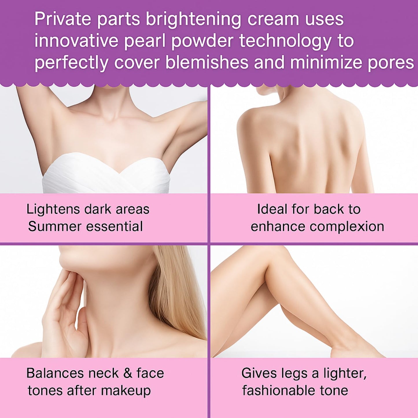Generic Brightening Cream for Underarm & Body – with Kojic Acid & Glycolic Acid – Lightweight Moisturizing Cream for Face, Elbows, Knees, Inner Thigh Bikini Line (2pcs)
