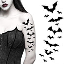 Tatodays black vampire flying bats tattoos temporary tattoos spiders ghosts scars women arm halloween realistic temp tatoo waterproof sp halloween tattoo (Bats)