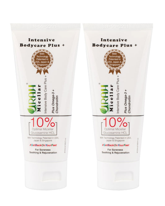 URAH Urah Intensive Bodycare Cream Micellar Glucosamine HCL Chondroitin Omega-3, Vitamin C, Non-Greasy Skin Hydration Formula Joint Care Mobility Muscle Recovery, No Residue Sensitive Skin (Twin Pack)
