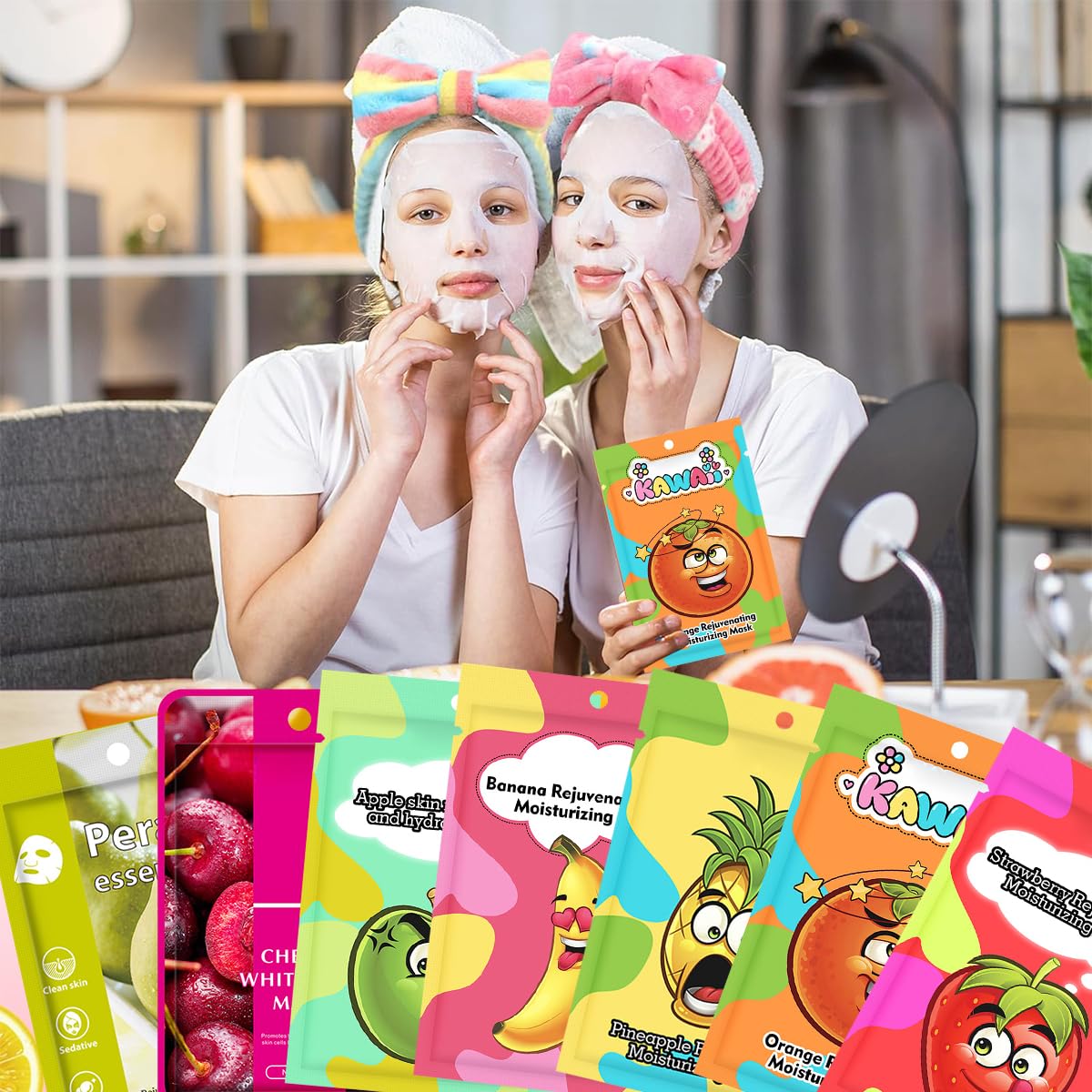 KARELLS Sheet Mask,7 pc Fruit Extract Masks,Organic Face Mask,Pineapple Face Mask,Moisturizing Facial Mask,Face Facial Mask,Collagen Face Mask,Hydrating,Improve dullness & Brighten,Women/Men for All Skin