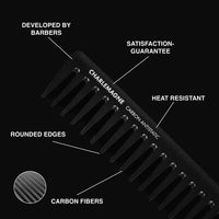 Charlemagne Wide Tooth Comb for Men - 19 cm, Anti-Static Carbon