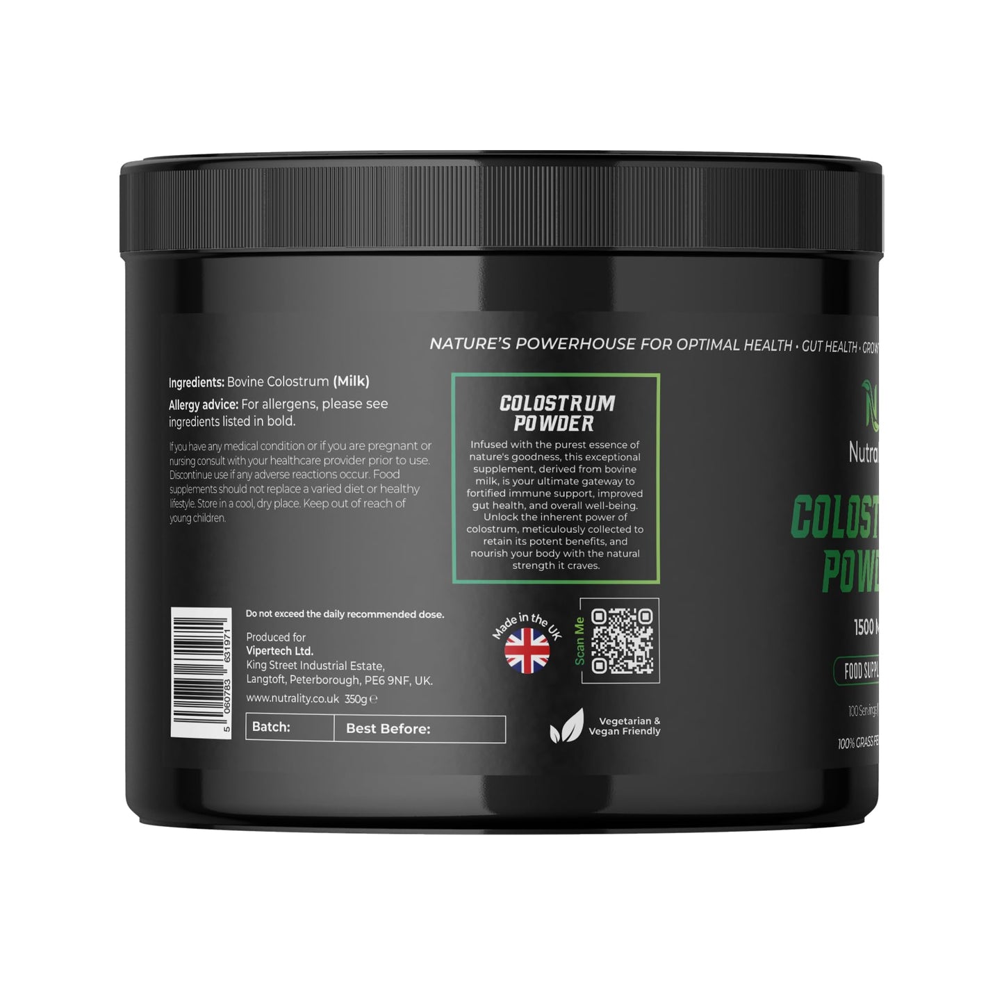 Nutrality 100% Bovine Colostrum Powder 1500mg | Gut Health | 100 Servings