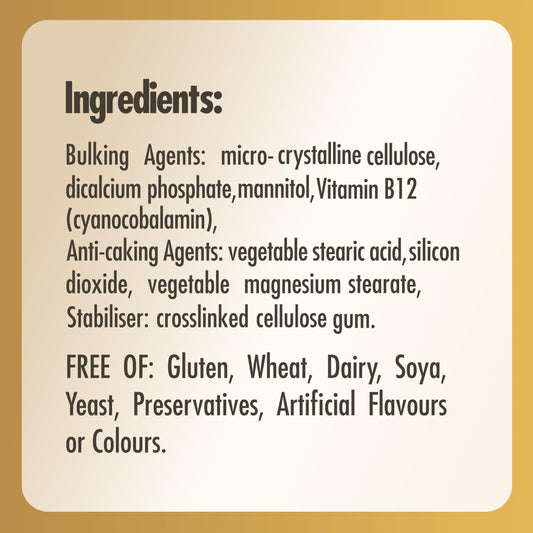 Solgar Vitamin 100 µg B12 Tablets - Pack of 100 - Easy to take Form - for Healthy Nervous System, Heart and Mind - Red Blood Cell Formation - Vegan