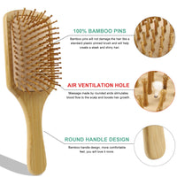 Combetter Bamboo Hair Brush & Comb Set, Scalp Massager, Detangling for Hair Growth