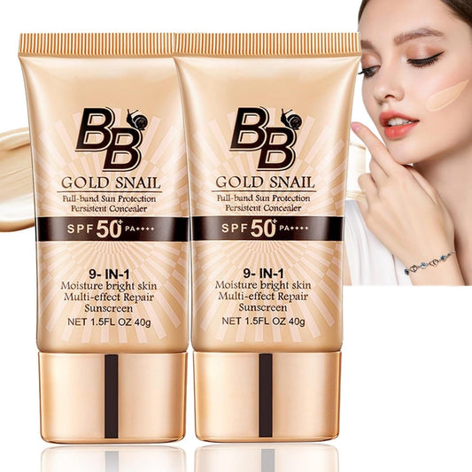 Ruojiar 2pcs BB Cream Light,SPF 50+ Gold Snail Sunscreen,BB Cream Medium,Tinted Moisturiser Face Women,BB Cream Tinted Moisturizer with SPF,Hydrating BB Cream Foundation,Color Correcting Cream(Natural)