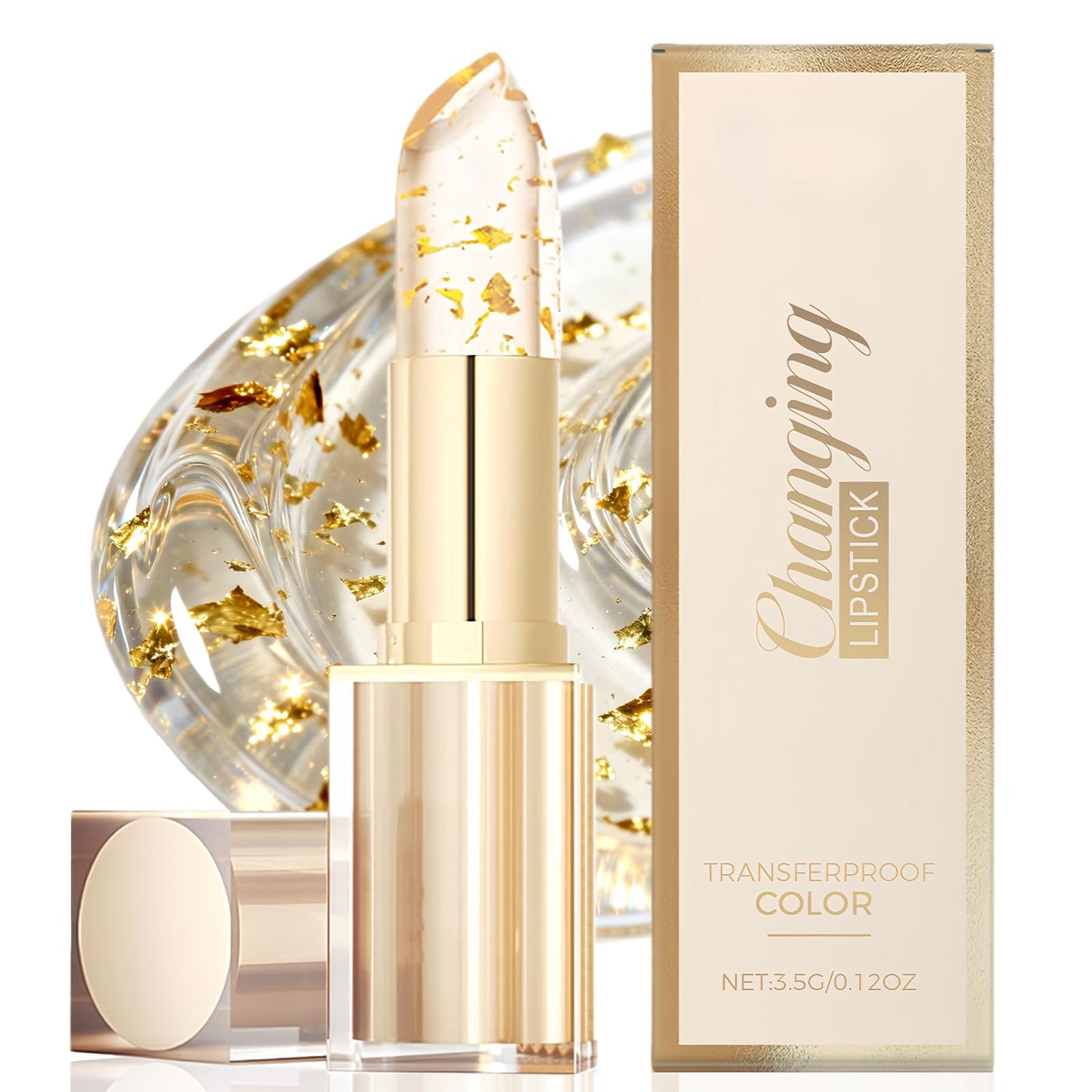 AurolaGlow Colour Changing Lipstick PH Adjusting Lipstick, Temperature Sensitive Lip Balm with Gold Foil, Transfer Proof & Hydrating, Long Lasting Moisturizing Glossy Shine for All Skin Tones Women