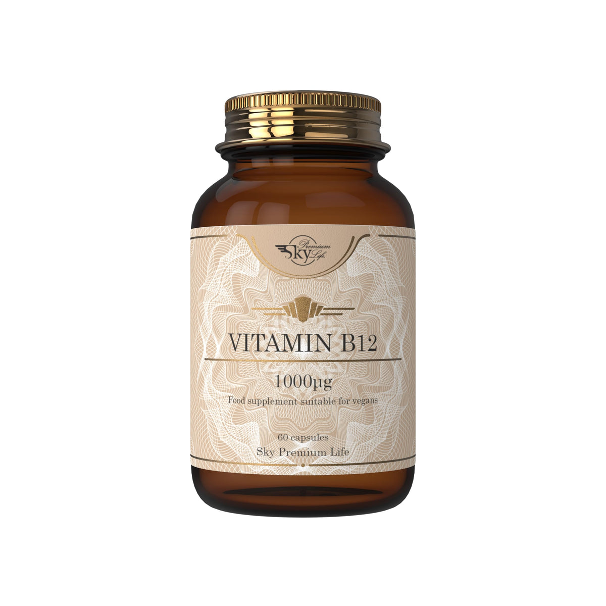 Sky Premium Life Vitamin B12 Food Supplement - 120 Capsules Vitamin B12 1000μg and Folic Acid - Vegan Friendly