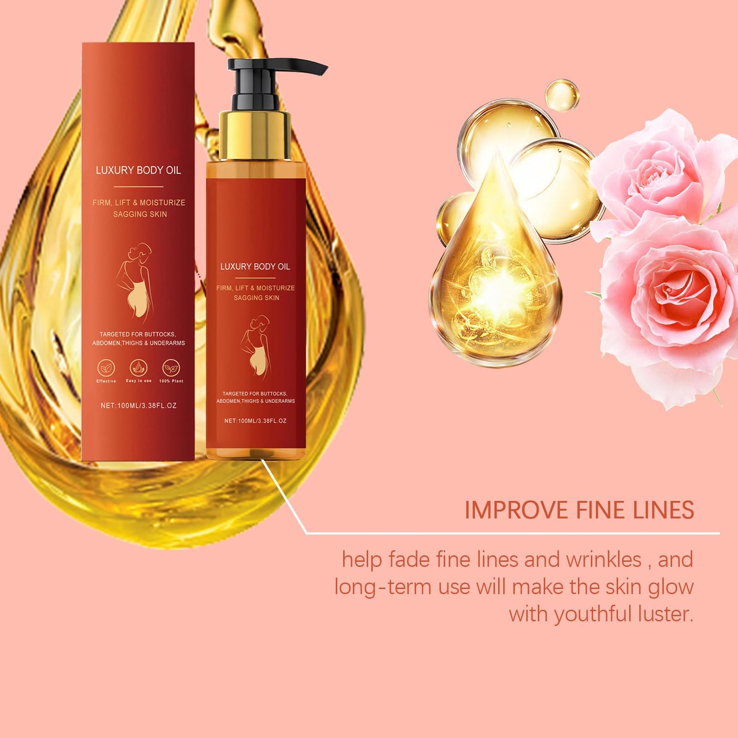 CTUBLIAUNX Magic Luxury Body Oil 100ML, Magic Body Oil Firming, Body Oils for Women with Natural Ingredients for Lifting Sagging Skin, Reducing Fine Lines, and Enhancing Body Contour Clarity