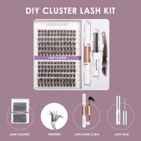 ocean pearl Ocean Pearl Cluster Lashes Kit 144PCS Eyelash Clusters 10-16mm Lash Extension Kit Individual Eyelashes DIY Eyelash Extension Kit Natural Lash Clusters with Bond and Seal Lash Glue-DM25
